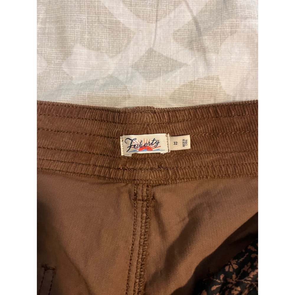 Faherty "stretch cord" Brown Organic Cotton Wide Leg Corduroy Pants Size 32 - Picture 4 of 12